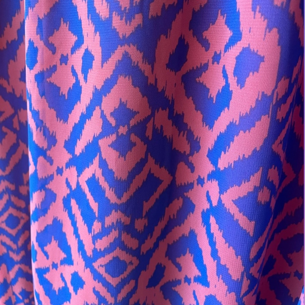 Pink + blue printed maxi skirt